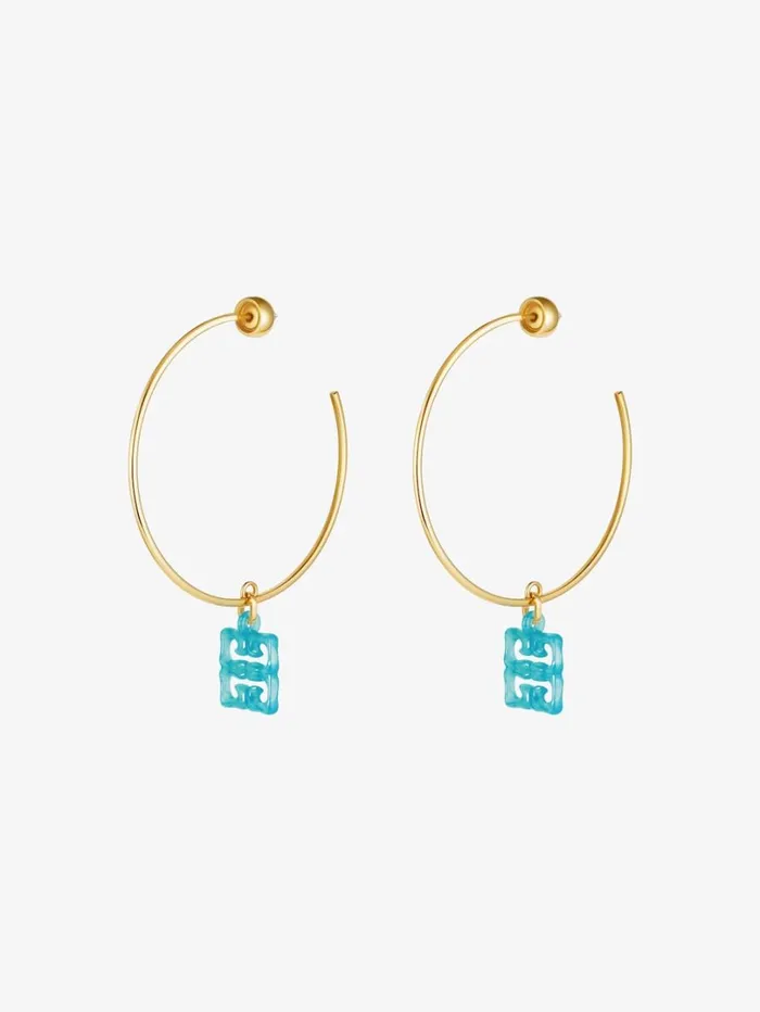 Givenchy 4G Liquid Earrings In Metal And Resin Aqua Green Women Jewelry