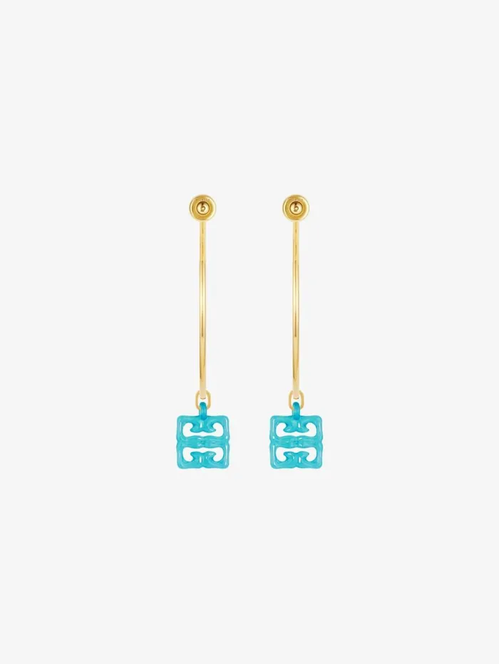 Givenchy 4G Liquid Earrings In Metal And Resin Aqua Green Women Jewelry
