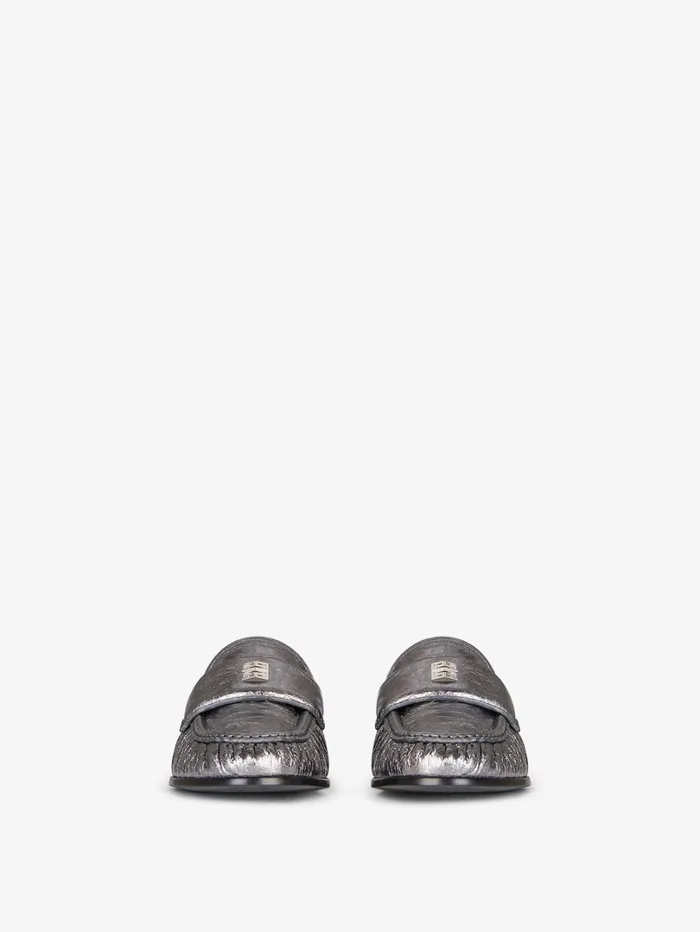 Givenchy 4G Loafers In Laminated Leather Silvery Grey Women Boots and Booties Givenchy 4G Loafers In Laminated Leather Silvery Grey Women Boots and Booties