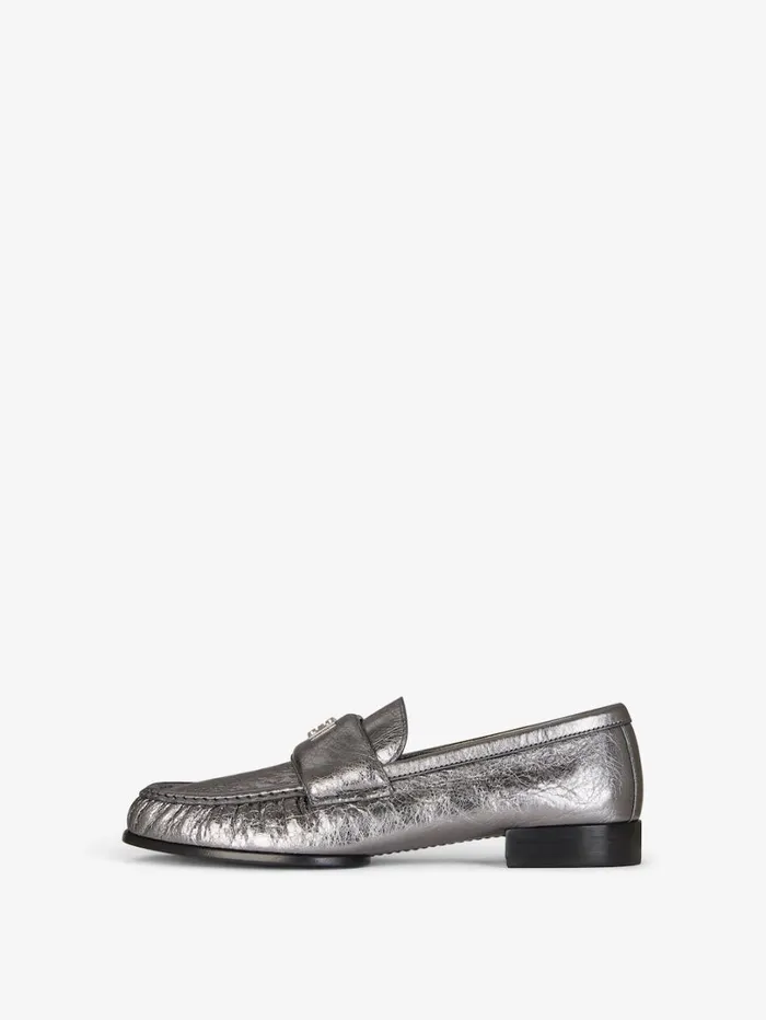 Givenchy 4G Loafers In Laminated Leather Silvery Grey Women Boots and Booties Givenchy 4G Loafers In Laminated Leather Silvery Grey Women Boots and Booties