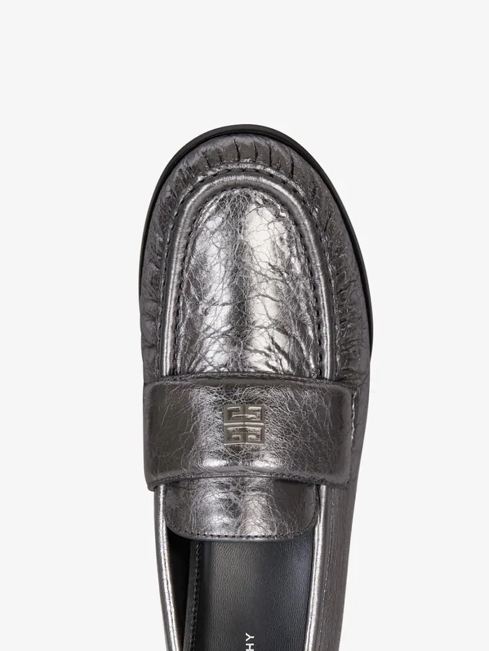 Givenchy 4G Loafers In Laminated Leather Silvery Grey Women Boots and Booties Givenchy 4G Loafers In Laminated Leather Silvery Grey Women Boots and Booties