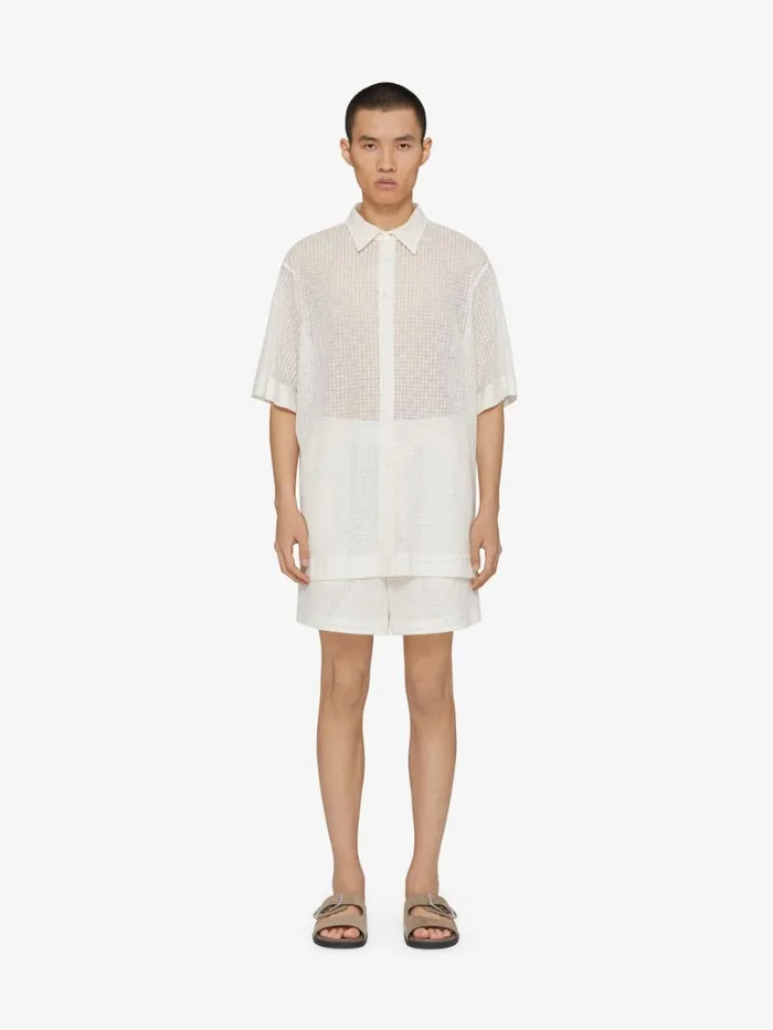 Givenchy Bermuda Shorts In 4G Lace Natural Men Pants and Shorts