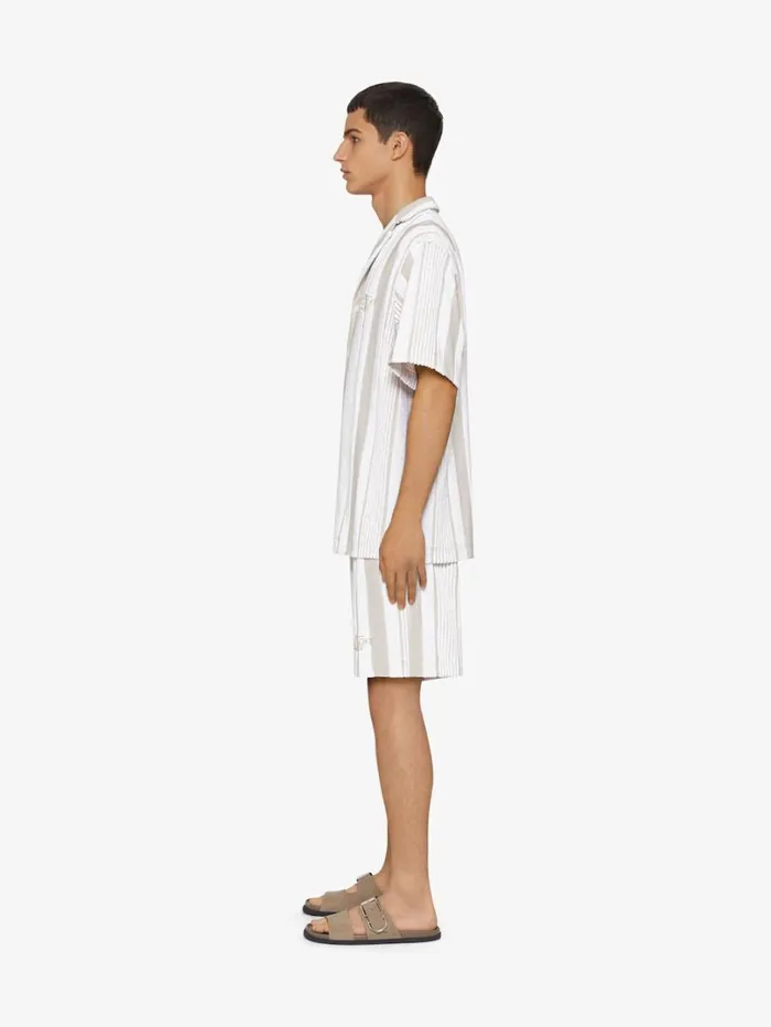 Givenchy Boxy Fit Shirt In Cotton Towelling With Stripes Whitebeige Men Shirts