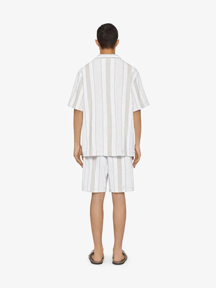 Givenchy Boxy Fit Shirt In Cotton Towelling With Stripes Whitebeige Men Shirts