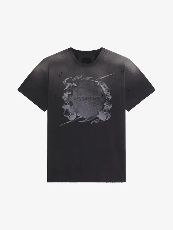 Givenchy Casual Fit Tshirt In Cotton With GIVENCHY Ring Print Black Men TShirts