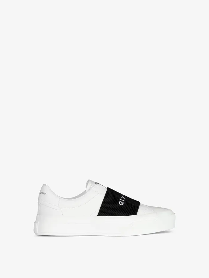 Givenchy City Sport Sneakers In Leather With GIVENCHY Strap Whiteblack Women Sneakers