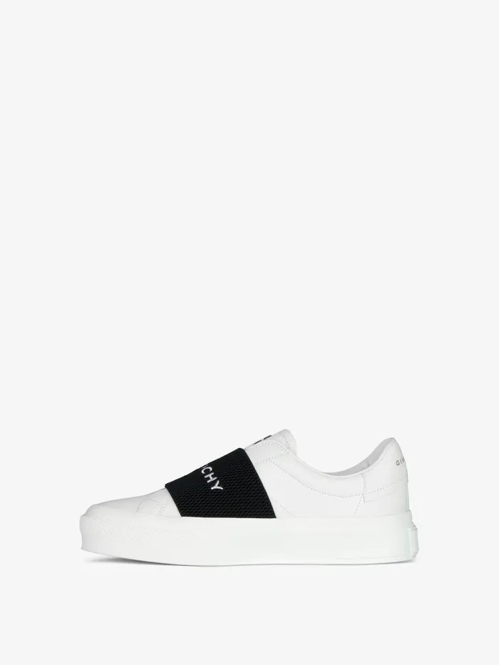 Givenchy City Sport Sneakers In Leather With GIVENCHY Strap Whiteblack Women Sneakers