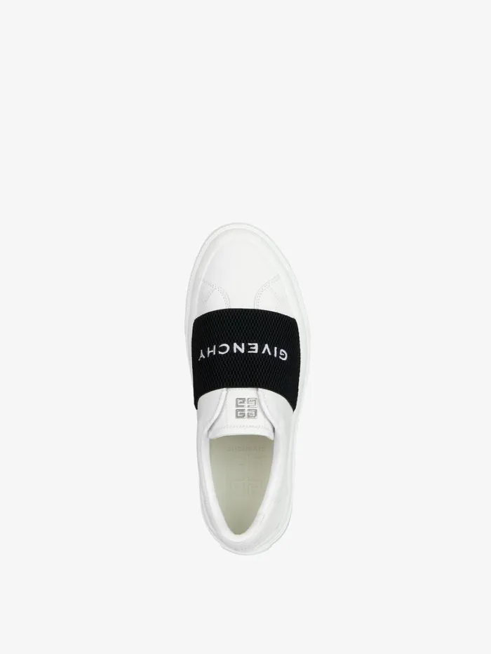 Givenchy City Sport Sneakers In Leather With GIVENCHY Strap Whiteblack Women Sneakers