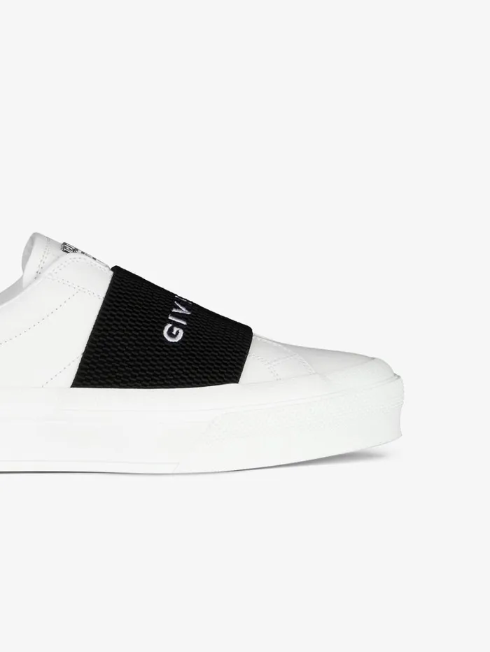 Givenchy City Sport Sneakers In Leather With GIVENCHY Strap Whiteblack Women Sneakers