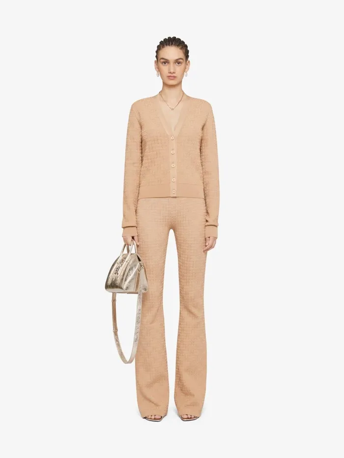 Givenchy Cropped Cardigan In 4G Mini Jacquard Tan Women Knitwear