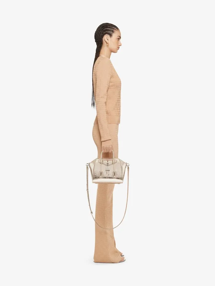 Givenchy Cropped Cardigan In 4G Mini Jacquard Tan Women Knitwear