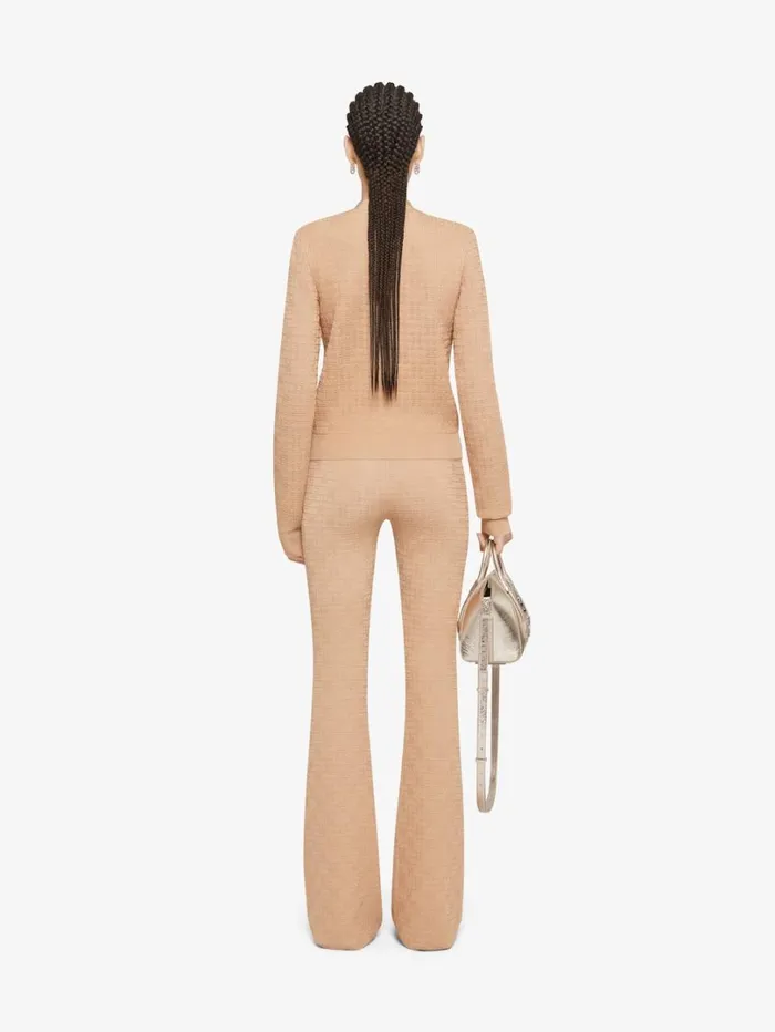 Givenchy Cropped Cardigan In 4G Mini Jacquard Tan Women Knitwear