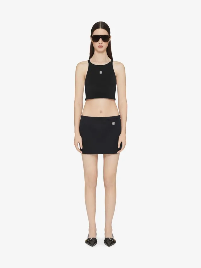 Givenchy Cropped Tank Top In Cotton With 4G Detail Black Women TShirts