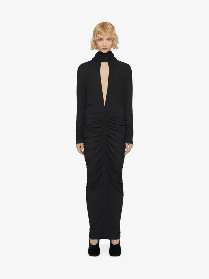 Givenchy Draped Dress In Jersey With Lavalliere Black Women Dresses