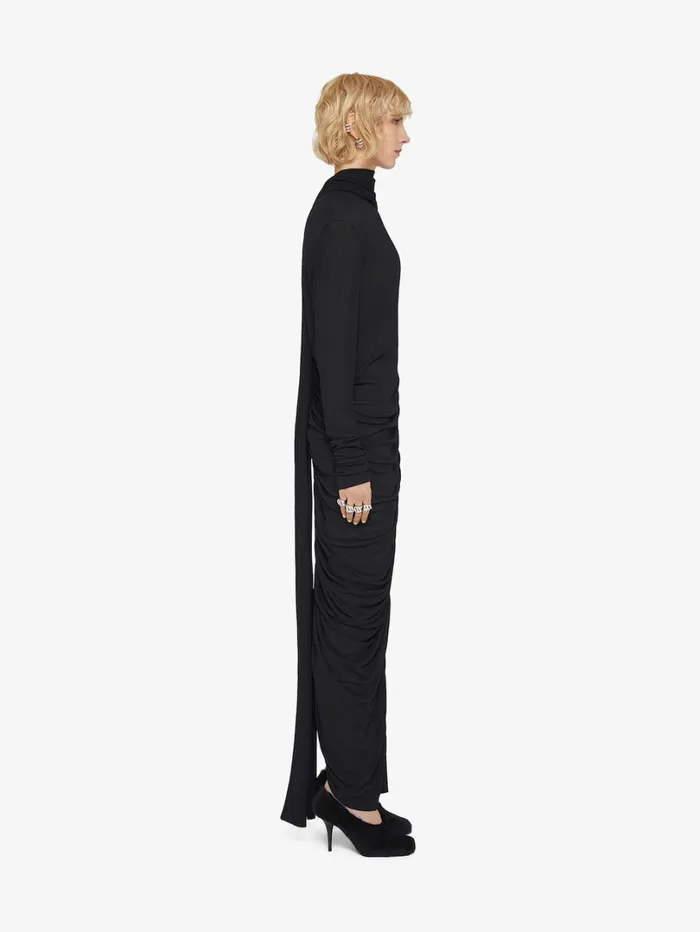 Givenchy Draped Dress In Jersey With Lavalliere Black Women Dresses