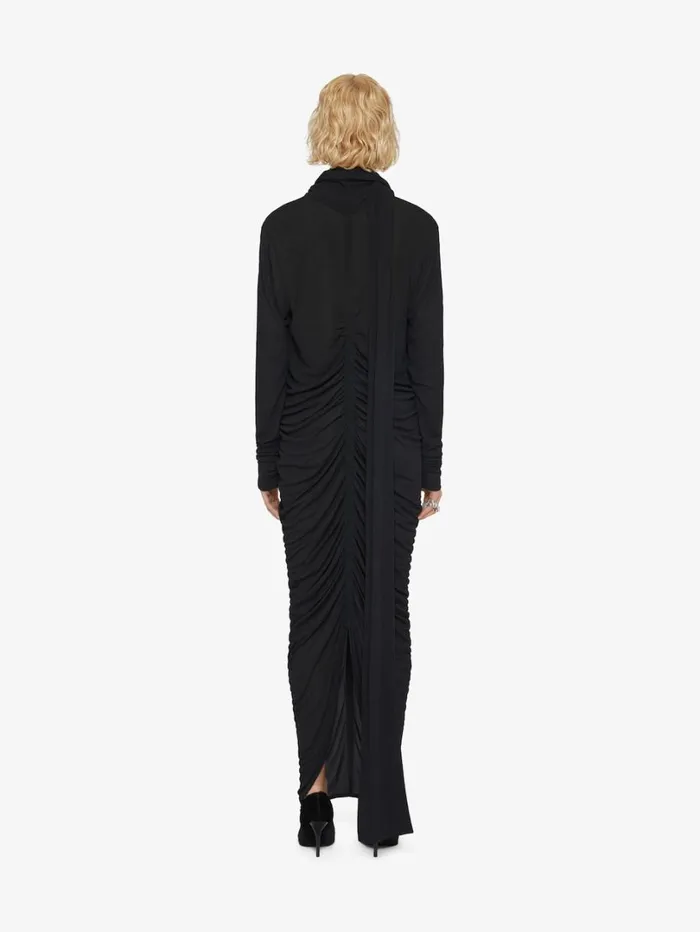 Givenchy Draped Dress In Jersey With Lavalliere Black Women Dresses