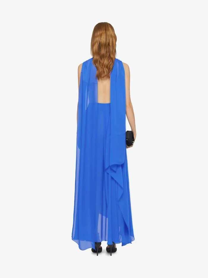 Givenchy Draped Dress In Satin With Lavallire Iris Purple Women Dresses