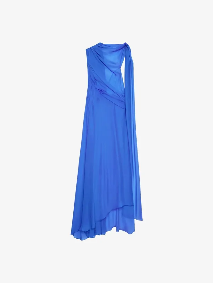 Givenchy Draped Dress In Satin With Lavallire Iris Purple Women Dresses