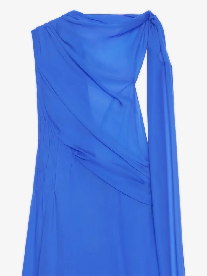 Givenchy Draped Dress In Satin With Lavallire Iris Purple Women Dresses