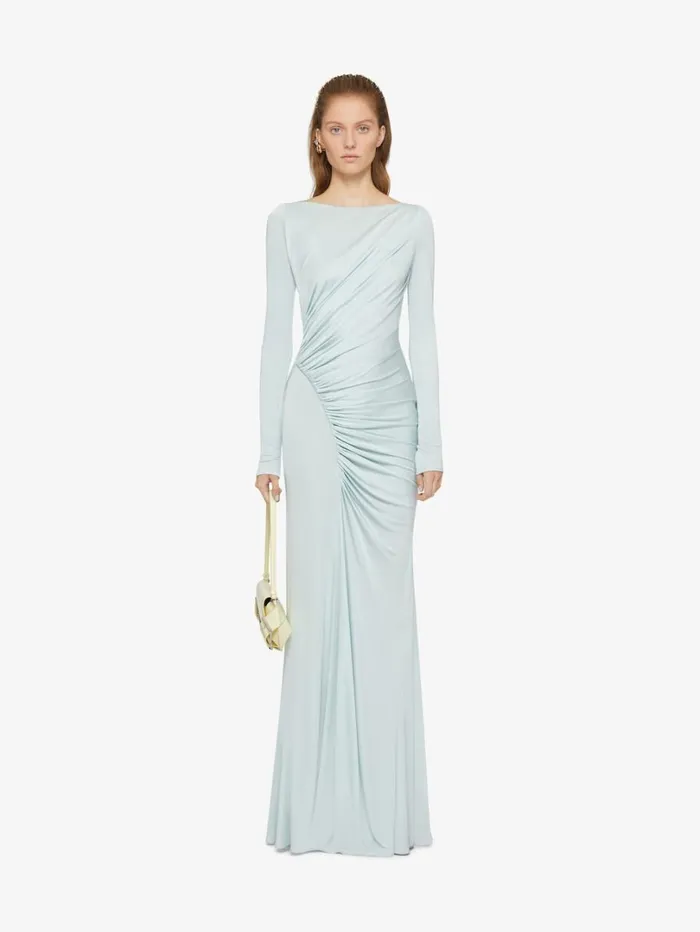 Givenchy Evening Draped Dress In Jersey Frost Women Dresses