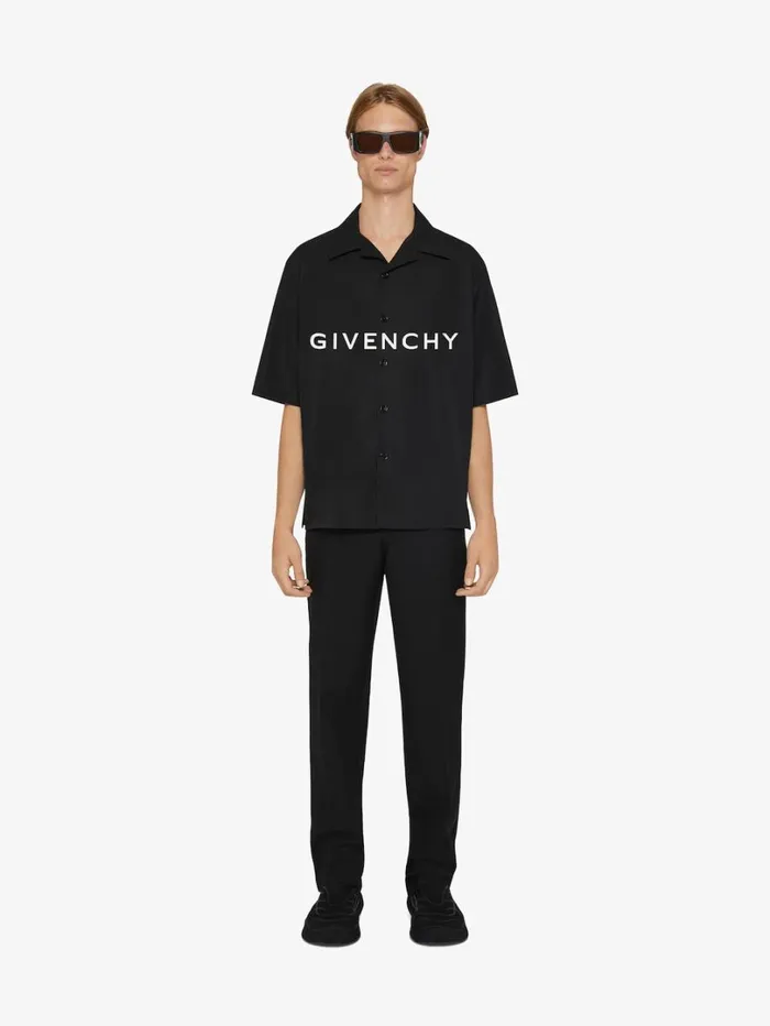 Givenchy GIVENCHY Boxy Fit Hawaiian Shirt In Poplin Black Men Shirts