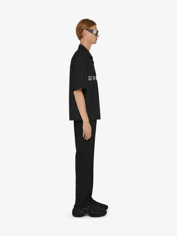 Givenchy GIVENCHY Boxy Fit Hawaiian Shirt In Poplin Black Men Shirts