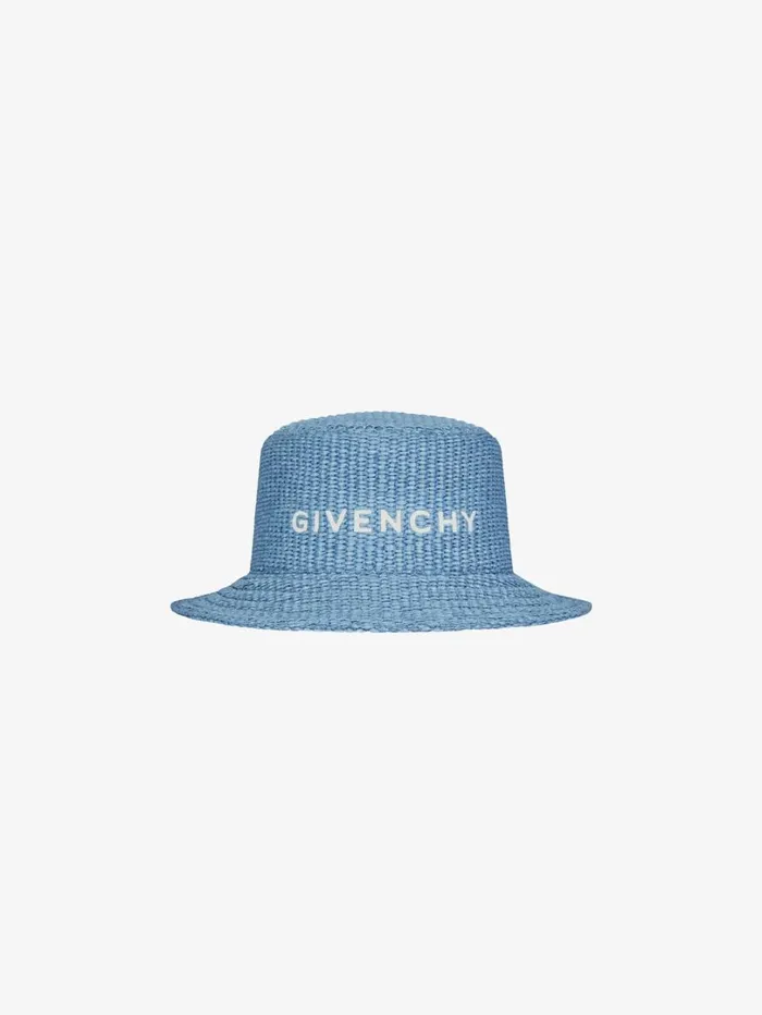 Givenchy GIVENCHY Bucket Hat In Raffia Denim Blue Women Beanies and Caps