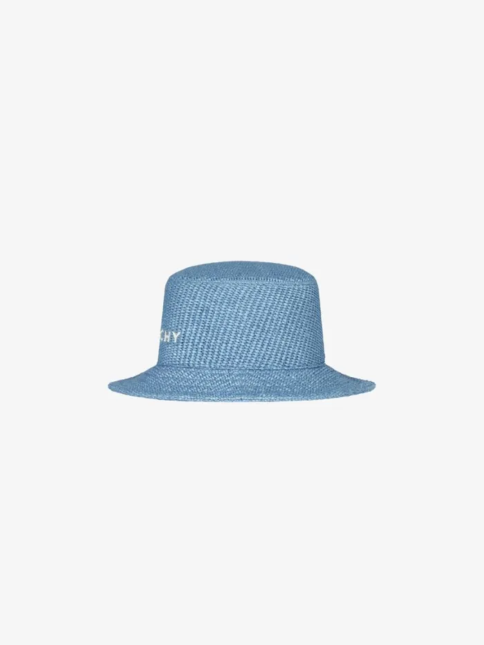 Givenchy GIVENCHY Bucket Hat In Raffia Denim Blue Women Beanies and Caps Givenchy GIVENCHY Bucket Hat In Raffia Denim Blue Women Beanies and Caps