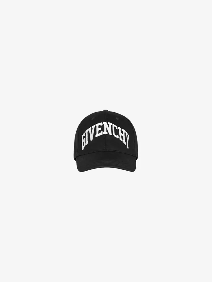 Givenchy GIVENCHY College Embroidered Cap In Cotton Black Men Beanies and Caps