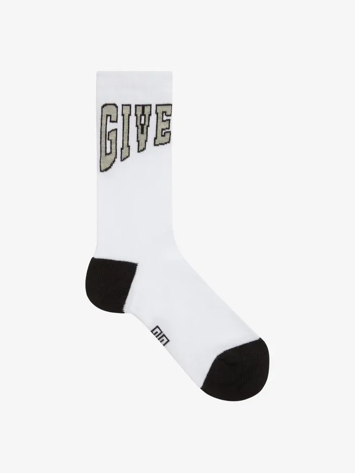 Givenchy GIVENCHY College Socks In Cotton Blackwhite Men Boy 4 To 12 Years