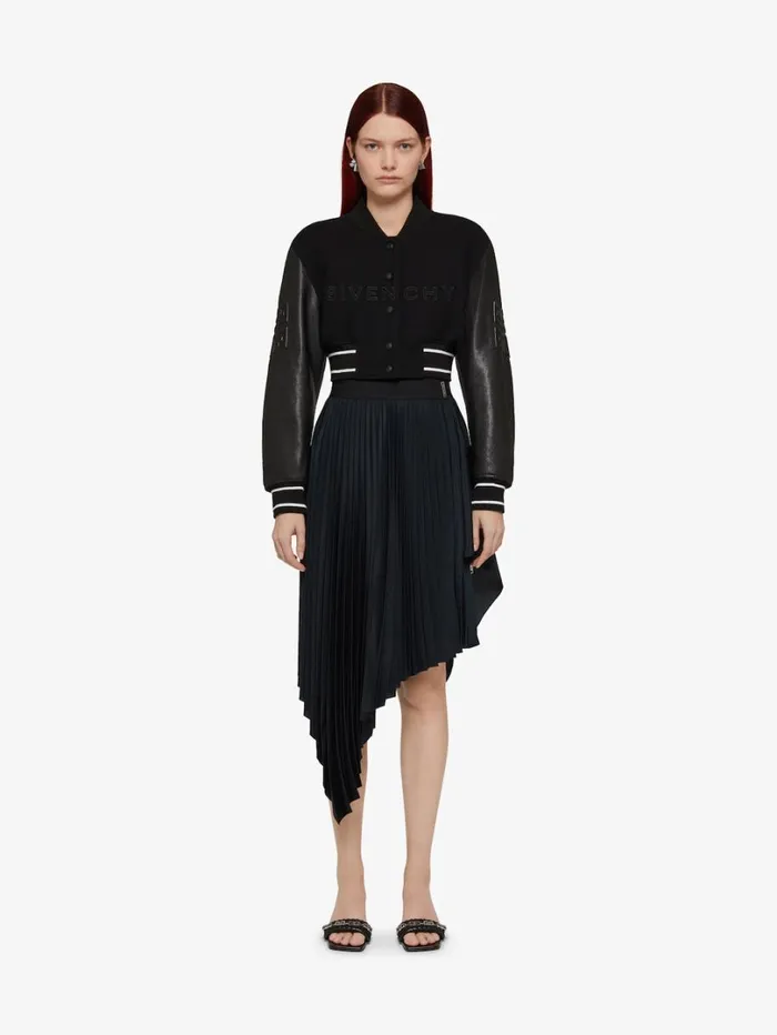 Givenchy GIVENCHY Cropped Varsity Jacket In Wool And Leather Blackwhite Women Outerwear and Blousons Givenchy GIVENCHY Cropped Varsity Jacket In Wool And Leather Blackwhite Women Outerwear and Blousons