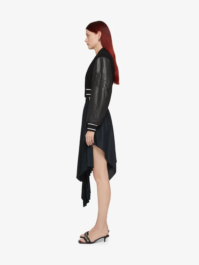 Givenchy GIVENCHY Cropped Varsity Jacket In Wool And Leather Blackwhite Women Outerwear and Blousons