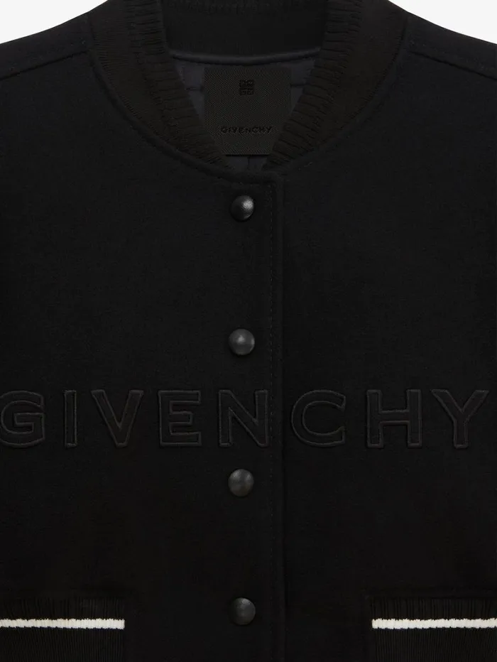 Givenchy GIVENCHY Cropped Varsity Jacket In Wool And Leather Blackwhite Women Outerwear and Blousons
