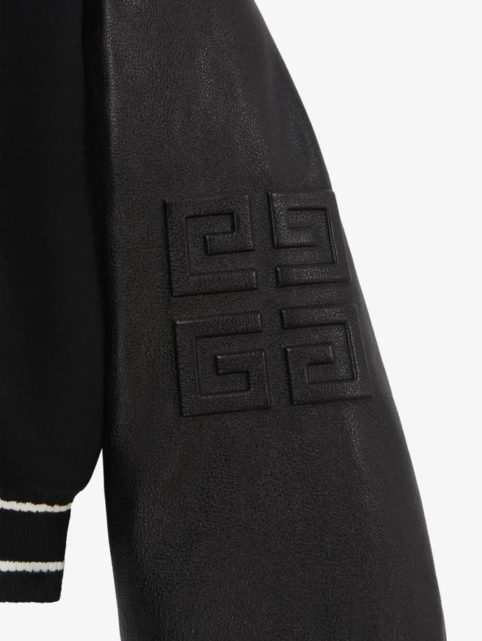 Givenchy GIVENCHY Cropped Varsity Jacket In Wool And Leather Blackwhite Women Outerwear and Blousons