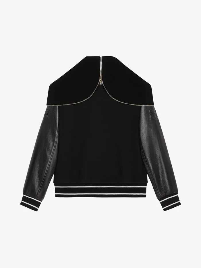 Givenchy GIVENCHY Hooded Varsity Jacket In Wool And Leather Black Men Outerwear and Blousons