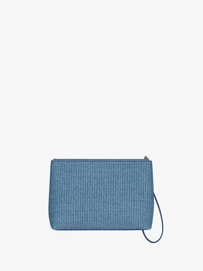 Givenchy GIVENCHY Travel Pouch In Raffia Denim Blue Women Wallets and Card Holders