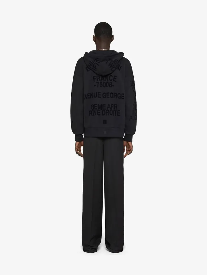 Givenchy GIVENCHY Zipped Hoodie In Fleece Black Men Sweatshirts and Hoodies