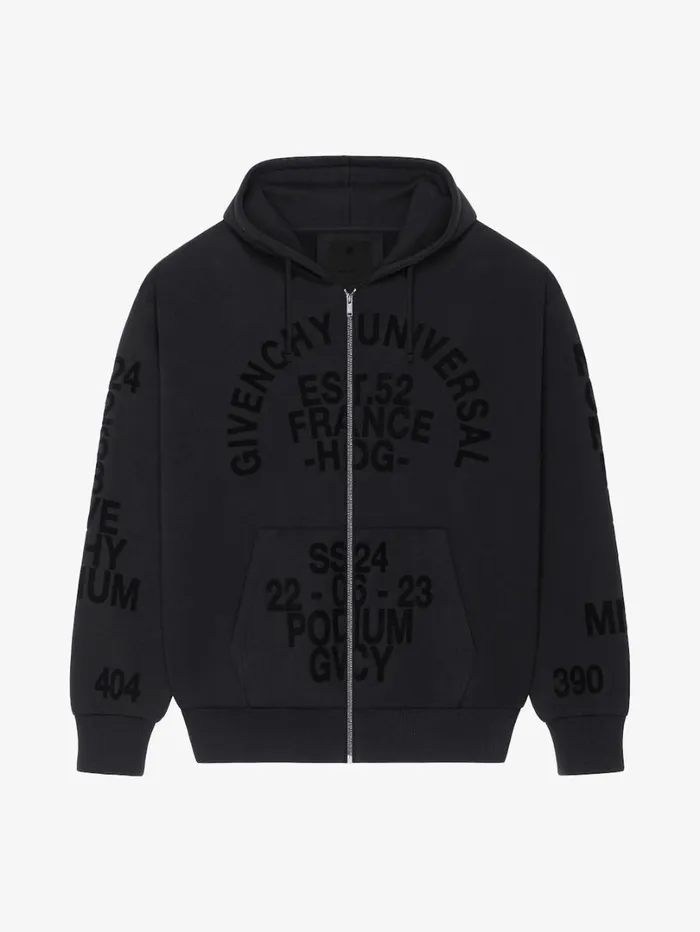 Givenchy GIVENCHY Zipped Hoodie In Fleece Black Men Sweatshirts and Hoodies