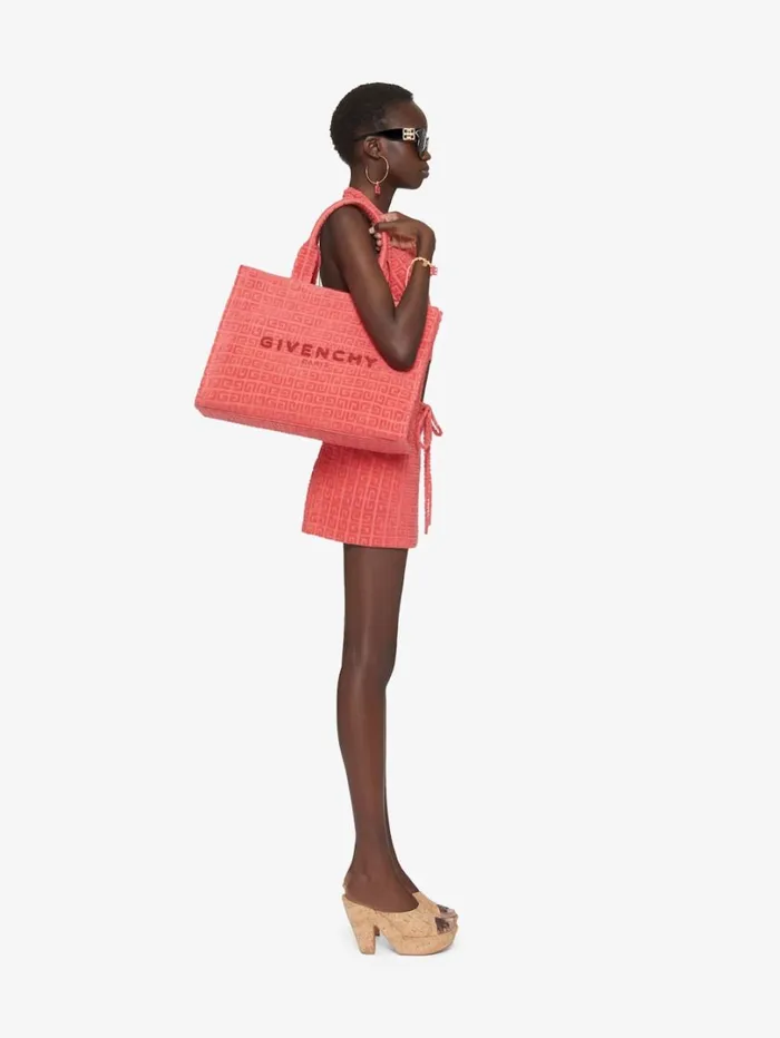 Givenchy Medium GTote Bag In 4G Cotton Towelling Coral Women Shoulder Bags Givenchy Medium GTote Bag In 4G Cotton Towelling Coral Women Shoulder Bags