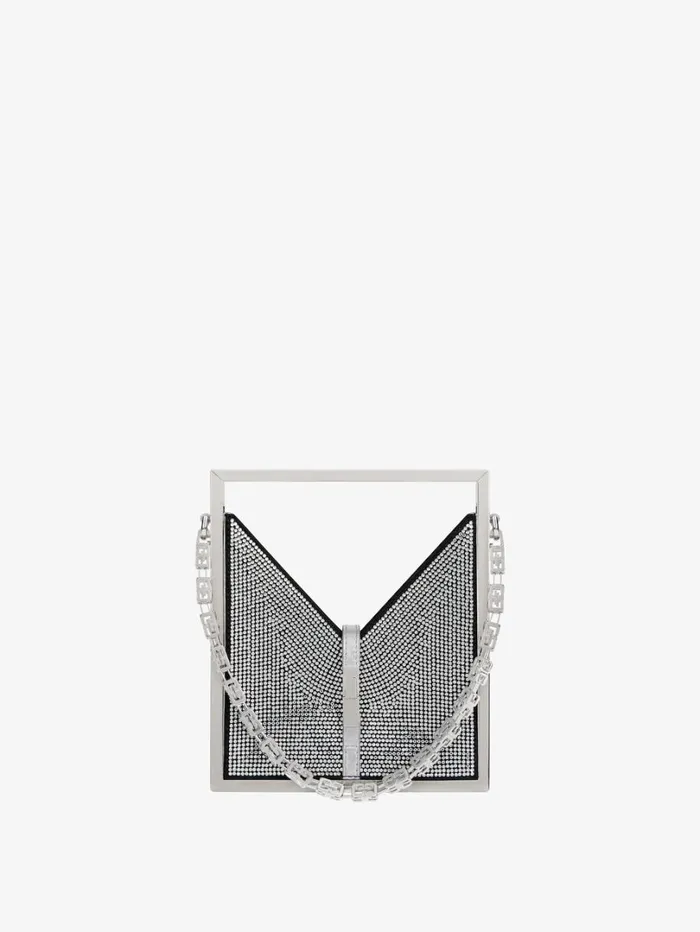 Givenchy Micro Cut Out Bag In Satin And Strass With Frame Silvery Grey Women Micro Bags Givenchy Micro Cut Out Bag In Satin And Strass With Frame Silvery Grey Women Micro Bags