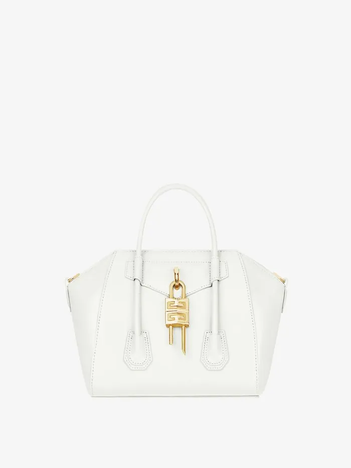 Givenchy Mini Antigona Lock Bag In Box Leather Ivory Women Antigona
