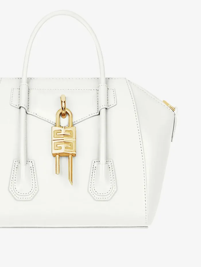 Givenchy Mini Antigona Lock Bag In Box Leather Ivory Women Antigona Givenchy Mini Antigona Lock Bag In Box Leather Ivory Women Antigona