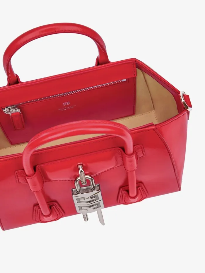 Givenchy Mini Antigona Lock Bag In Box Leather Red Women Crossbody Bags Givenchy Mini Antigona Lock Bag In Box Leather Red Women Crossbody Bags