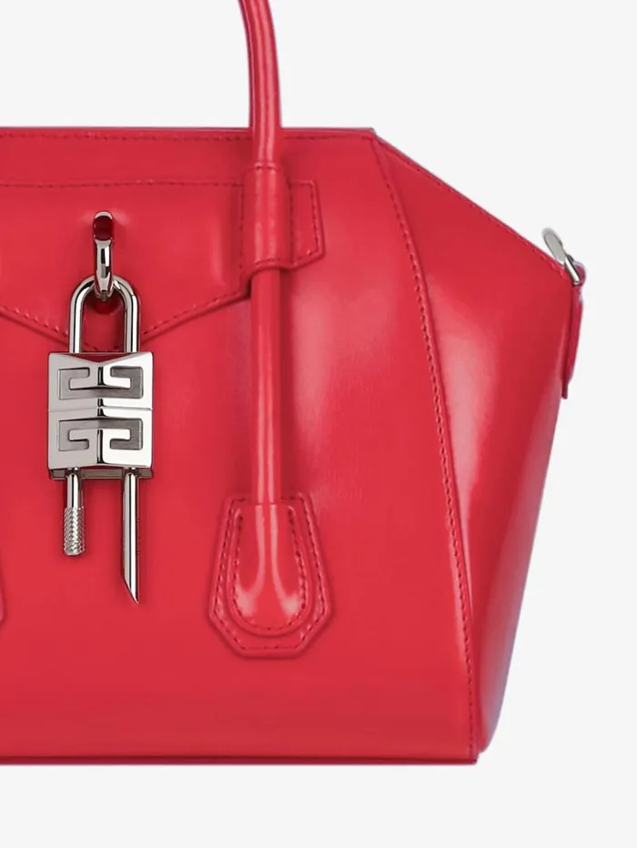 Givenchy Mini Antigona Lock Bag In Box Leather Red Women Crossbody Bags Givenchy Mini Antigona Lock Bag In Box Leather Red Women Crossbody Bags