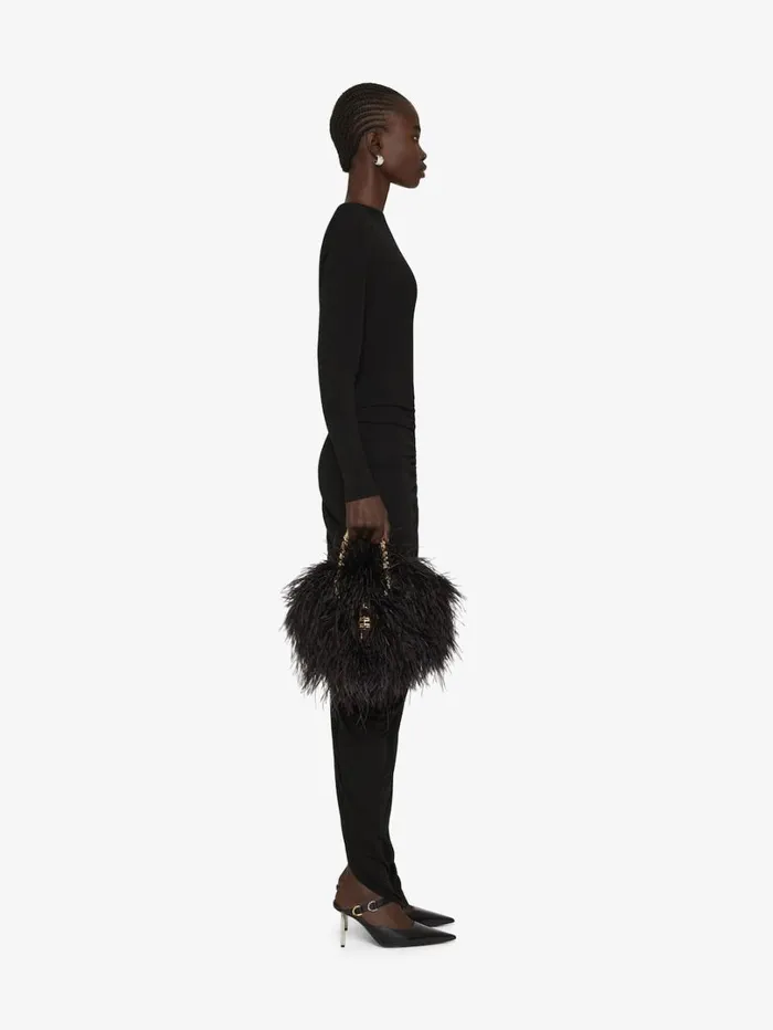 Givenchy Mini Kenny Bag In Silk With Feathers Black Women Crossbody Bags