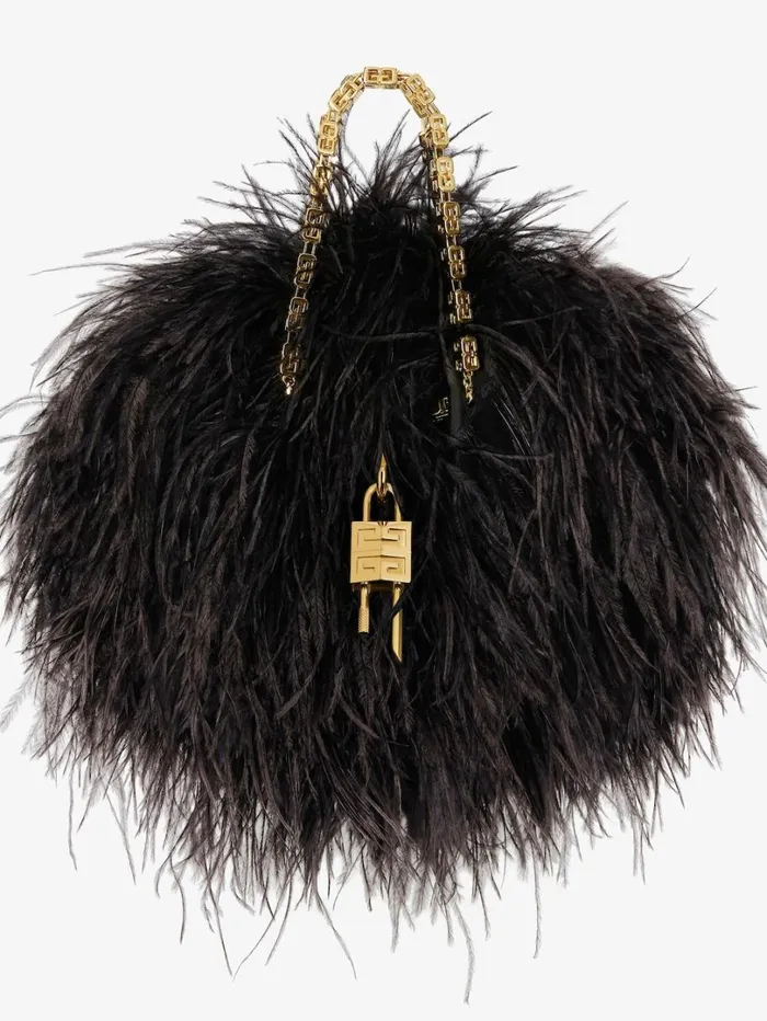 Givenchy Mini Kenny Bag In Silk With Feathers Black Women Crossbody Bags