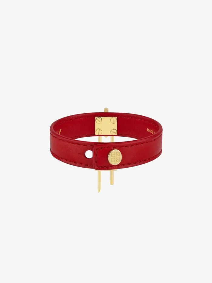 Givenchy Mini Lock Bracelet In Metal And Leather Goldenred Women Jewelry Givenchy Mini Lock Bracelet In Metal And Leather Goldenred Women Jewelry