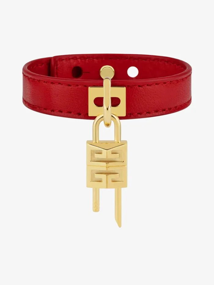 Givenchy Mini Lock Bracelet In Metal And Leather Goldenred Women Jewelry Givenchy Mini Lock Bracelet In Metal And Leather Goldenred Women Jewelry