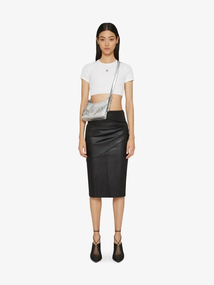 Givenchy Mini Voyou Bag In Satin With Strass And Leather Silvery Grey Women Crossbody Bags