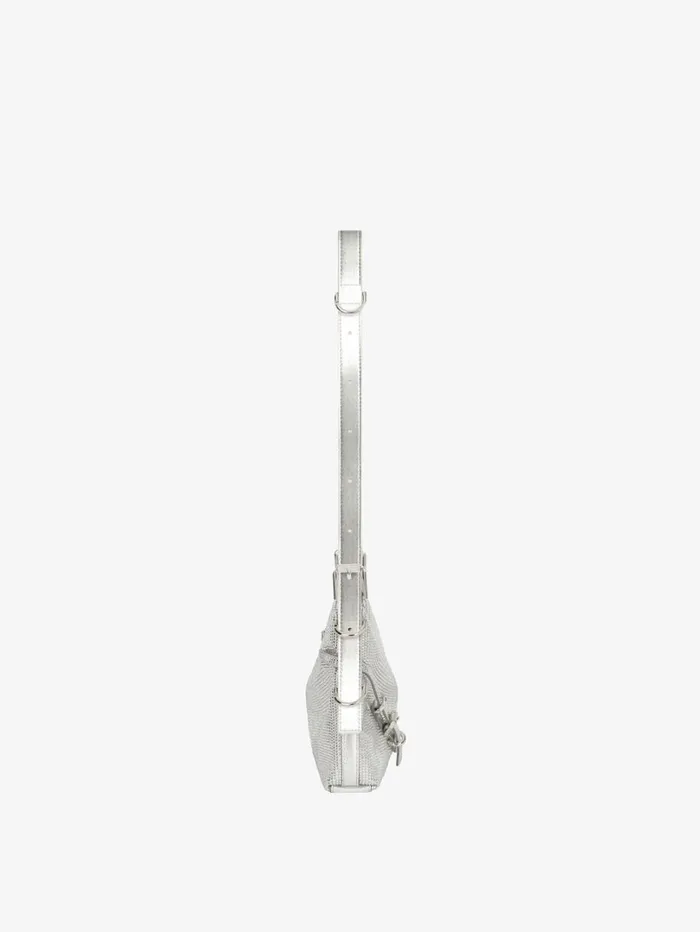 Givenchy Mini Voyou Bag In Satin With Strass And Leather Silvery Grey Women Crossbody Bags